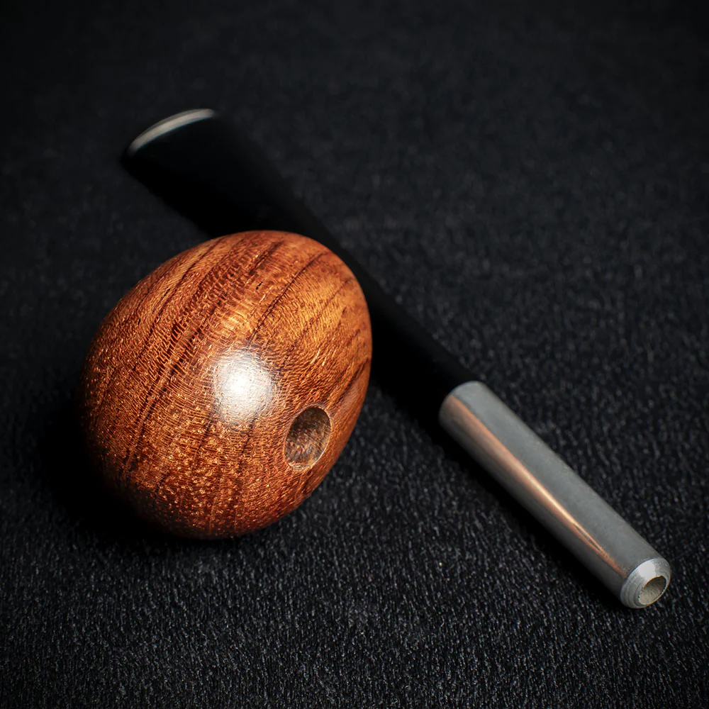 Smoke-King Metal Pipe Brown Poa Rosa Wood Egg Shape Bowl - Image 4