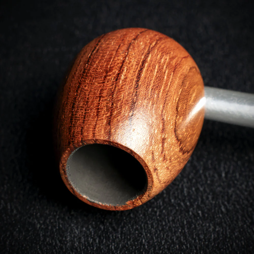 Smoke-King Metal Pipe Brown Poa Rosa Wood Egg Shape Bowl - Image 5