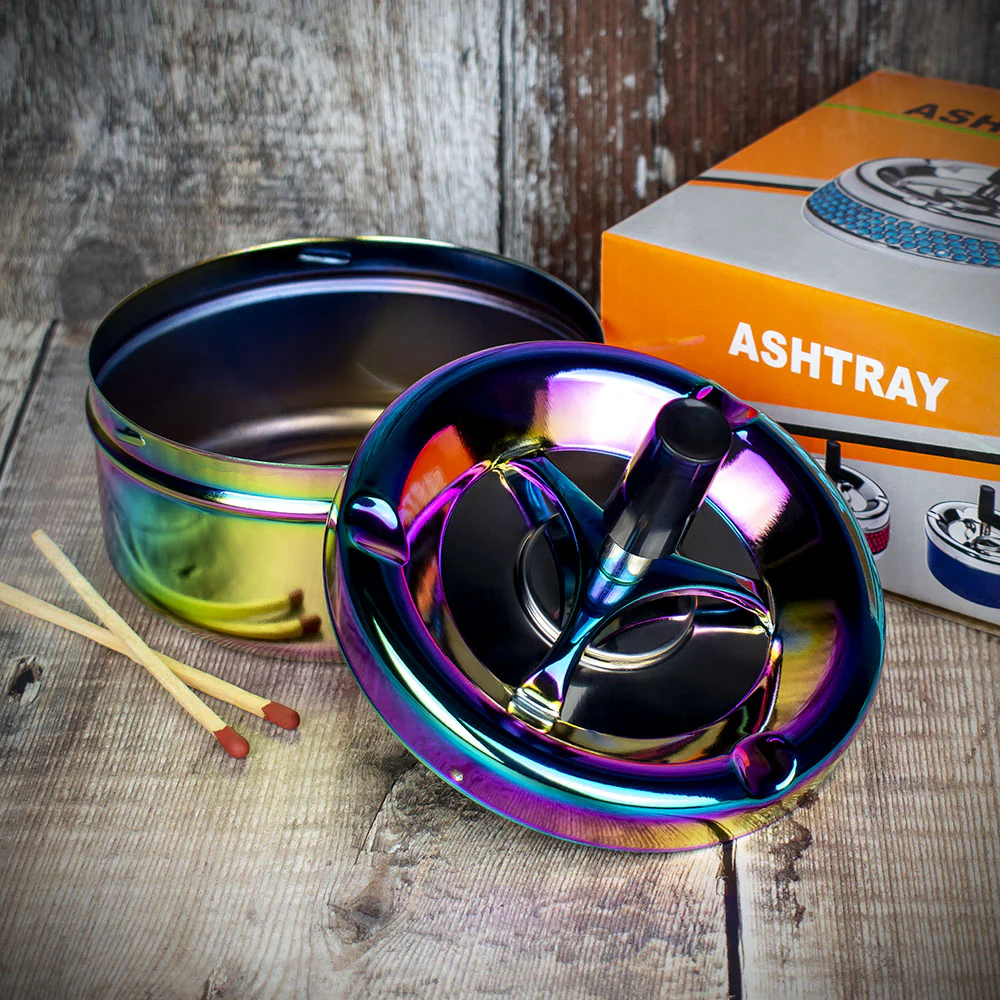 Spinner Ashtray - Rainbow/Chrome - 11cm - Image 2