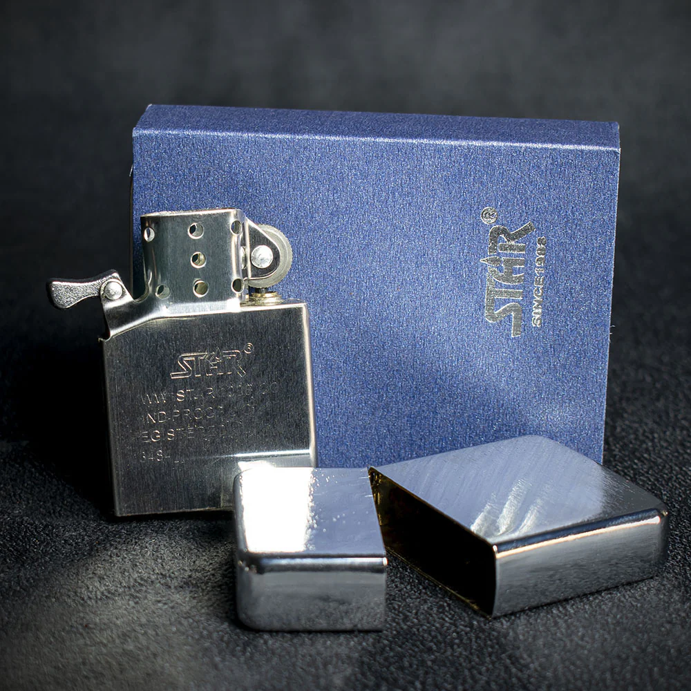 Star Petrol Lighter - Brushed Polished Chrome - Image 4