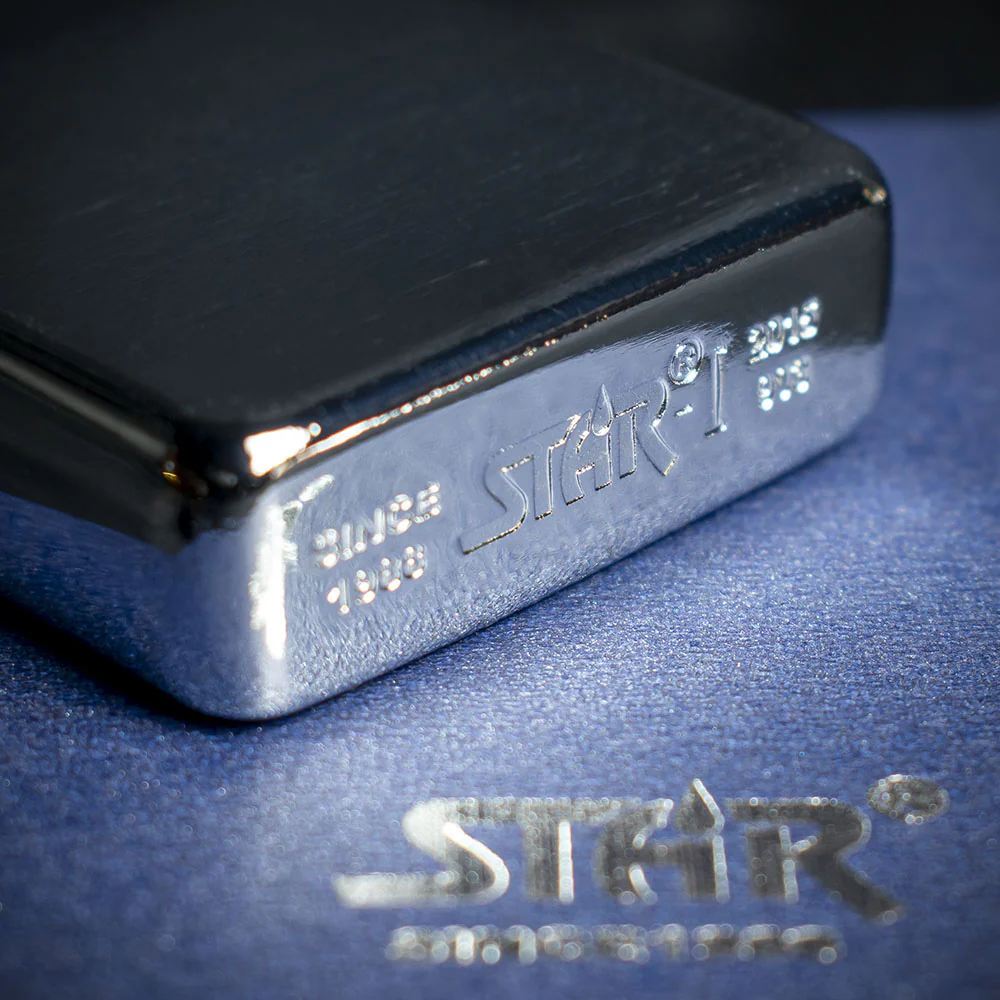 Star Petrol Lighter - Brushed Polished Chrome - Image 6