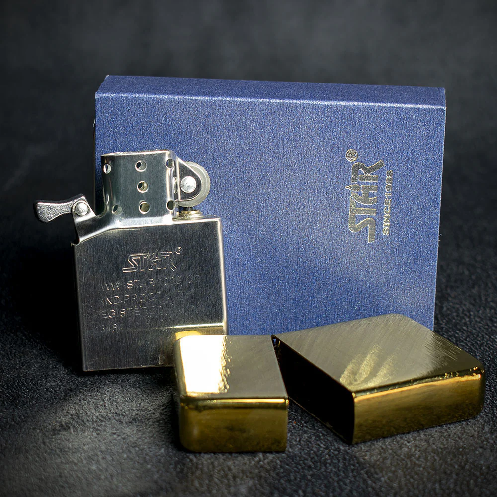 Star Petrol Lighter - Golden Brushed - Image 4