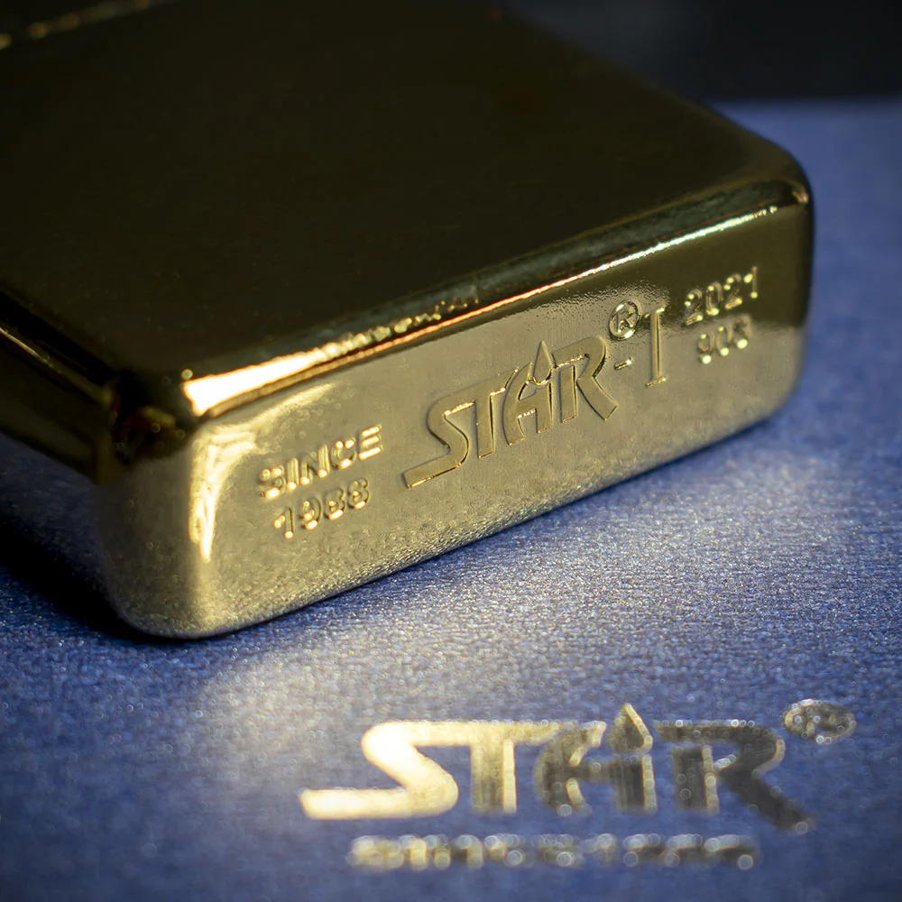 Star Petrol Lighter - Golden Brushed - Image 6