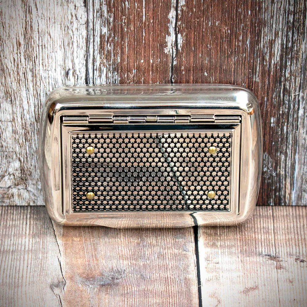 Tobacco Tin with Paper Holder (Gift Boxed)  - Honeycomb Pattern Top - Image 2