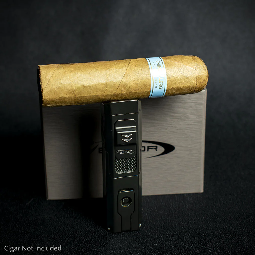Vector Caliper Single Jet Flame Cigar Lighter With Punch Cutter - Black Matte - Image 2