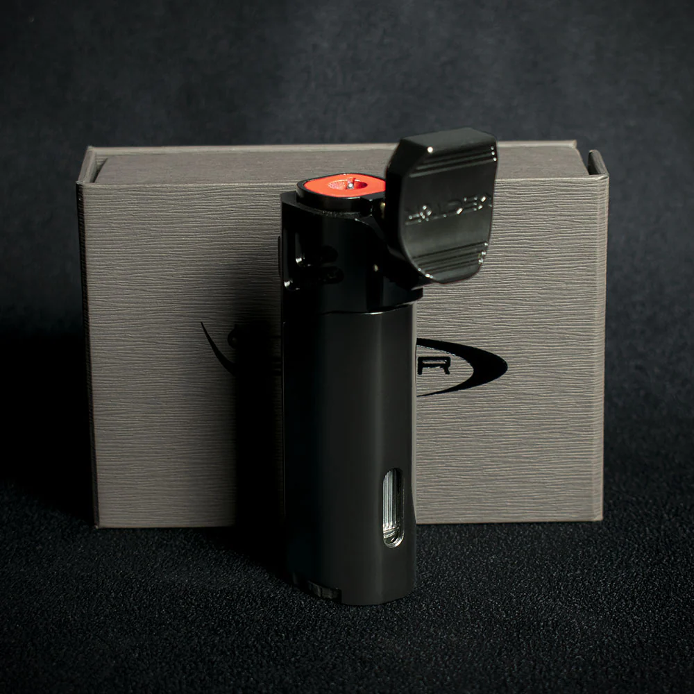 Vector Caliper Single Jet Flame Cigar Lighter With Punch Cutter - Black Matte - Image 3