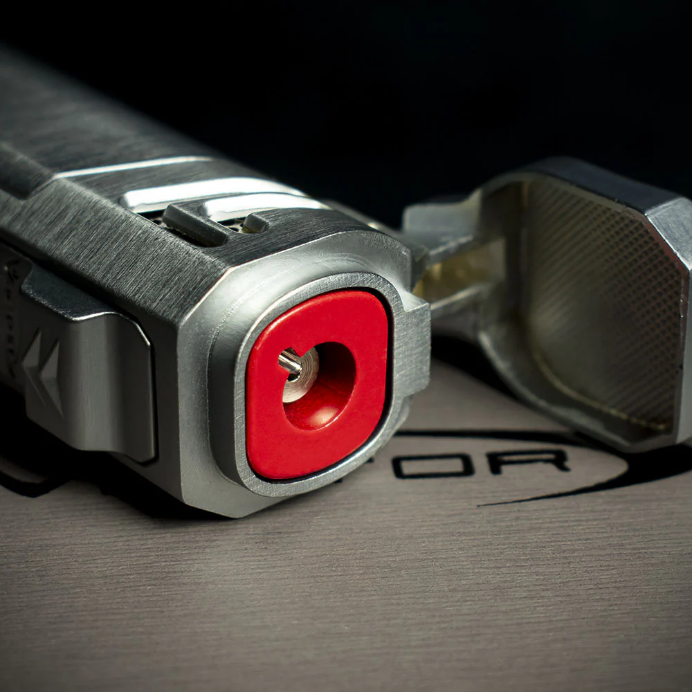 Vector Caliper Single Jet Flame Cigar Lighter With Punch Cutter - Satin Chrome - Image 4