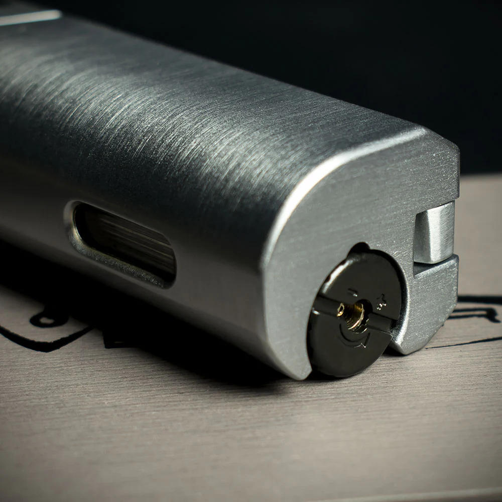 Vector Caliper Single Jet Flame Cigar Lighter With Punch Cutter - Satin Chrome - Image 5