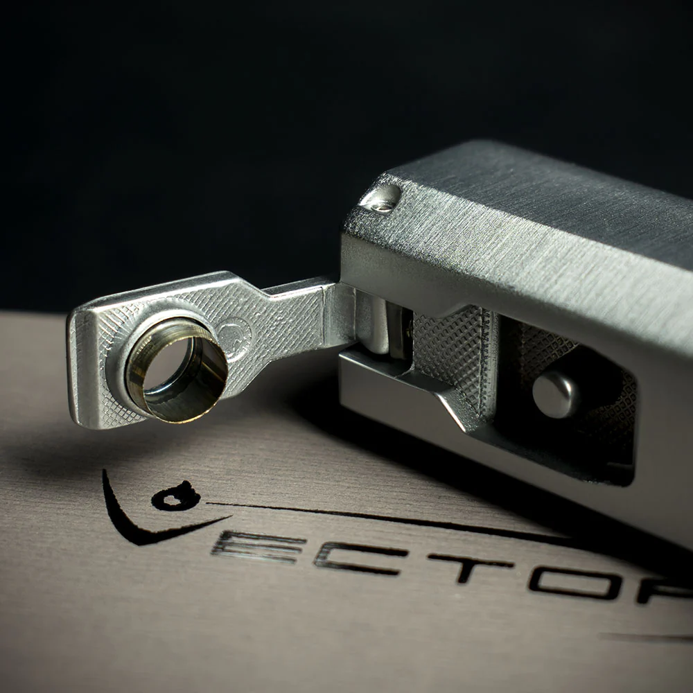 Vector Caliper Single Jet Flame Cigar Lighter With Punch Cutter - Satin Chrome - Image 6