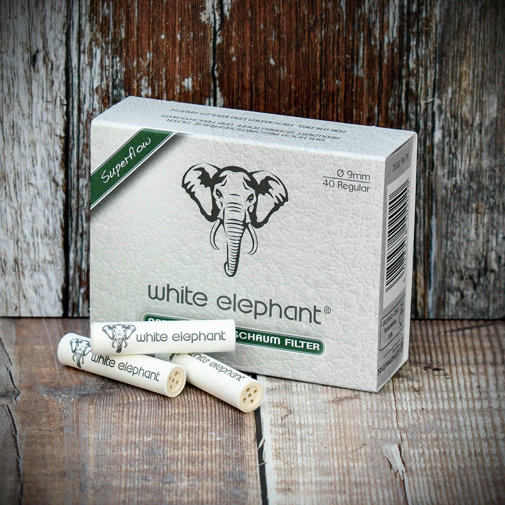 White Elephant 9mm Natural Meerschaum Filters - 40 Pack