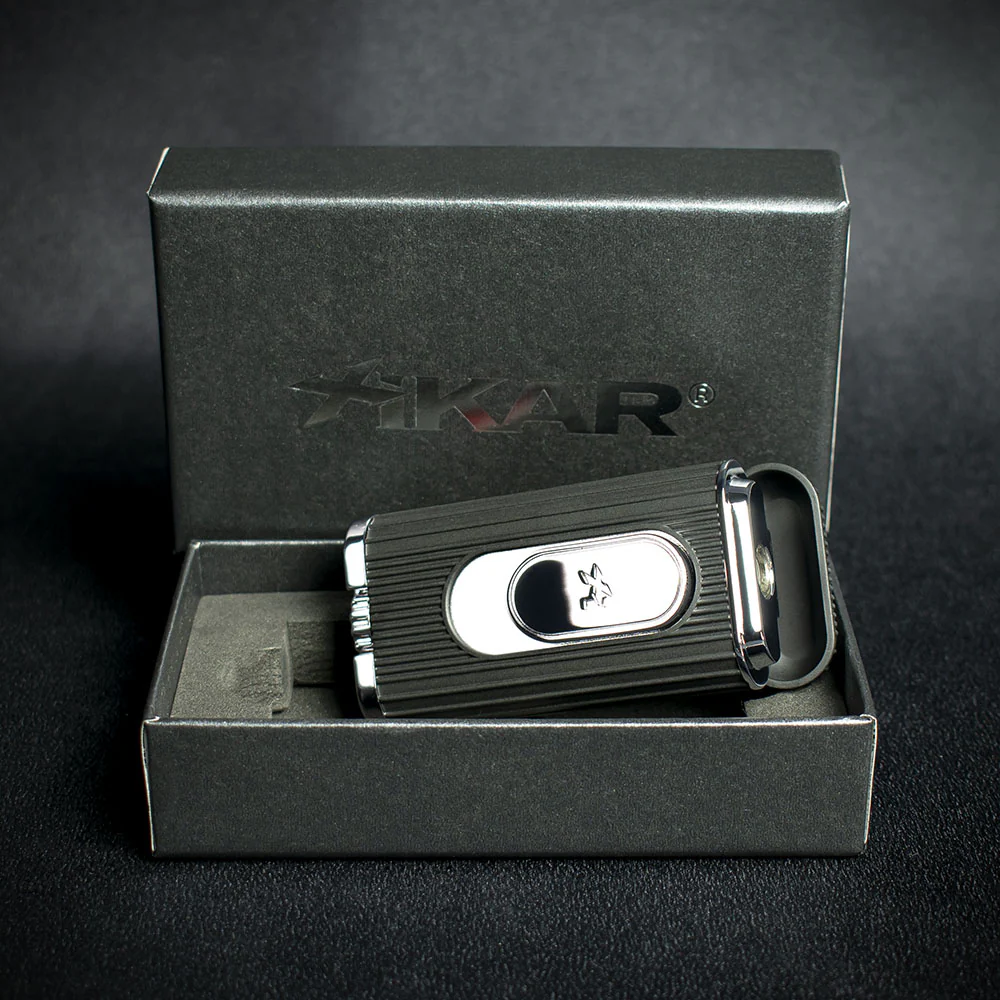 XiKar Hedron Hybrid Flame Cigar Lighter - Black/Chrome - Image 2