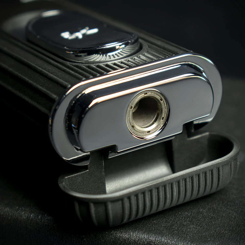 XiKar Hedron Hybrid Flame Cigar Lighter - Black/Chrome - Image 3